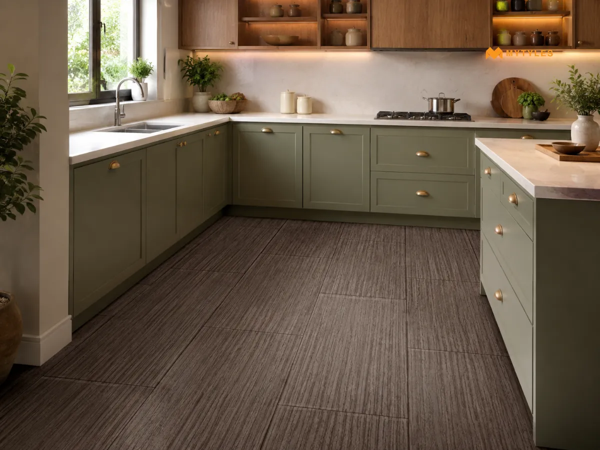 Wenge Brown Wooden Tile In Kitchen Floor Tile